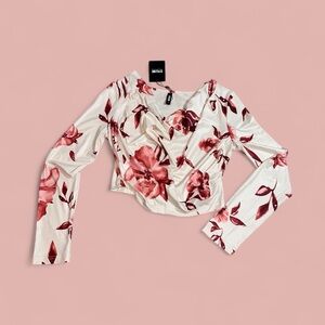 STYLEWE Cream and Red Floral Blouse